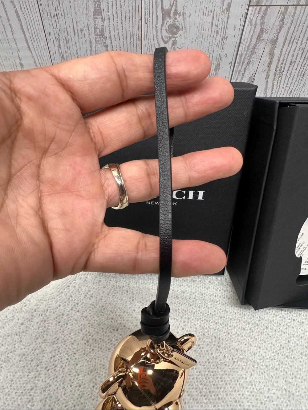 Coach Gold Bear Decorative Accent with Leather Strap - Picture 8 of 8